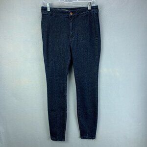 Anthropologie Pilcro Jeans Womens 28 Blue High Rise Denim Legging Gold Sparkle